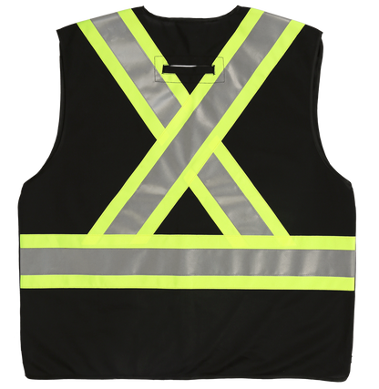 Black five point tear away safety vest back view