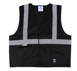 black safety vest with silver striping