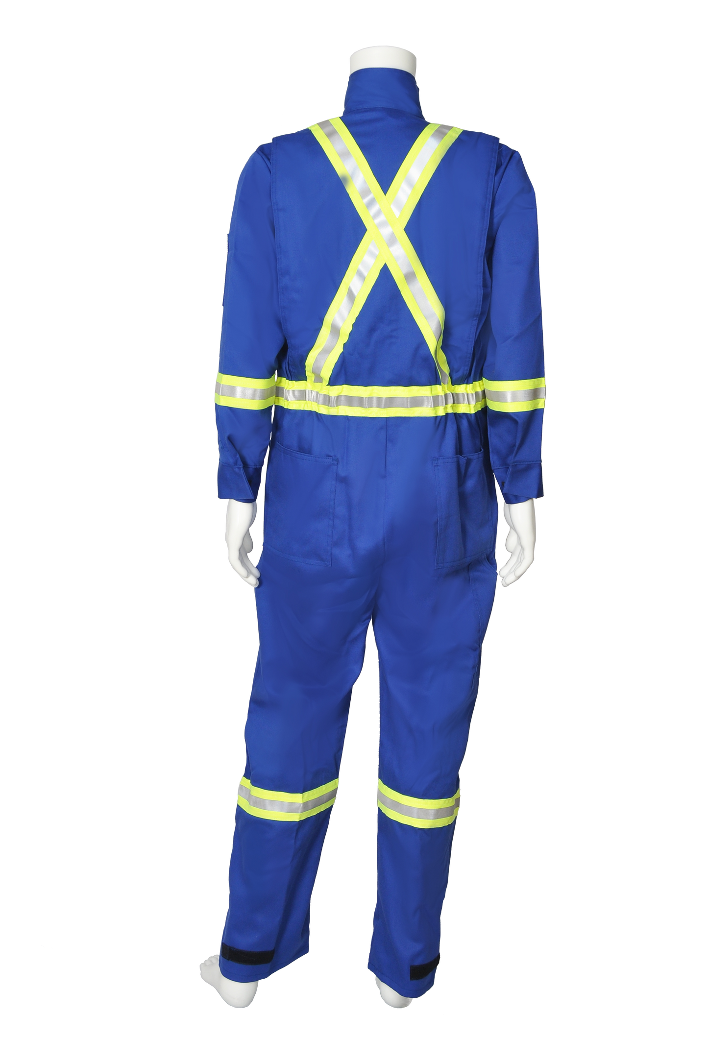Blue CSA striped 7oz FR coveralls back view