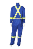 Blue CSA striped 7oz FR coveralls back view