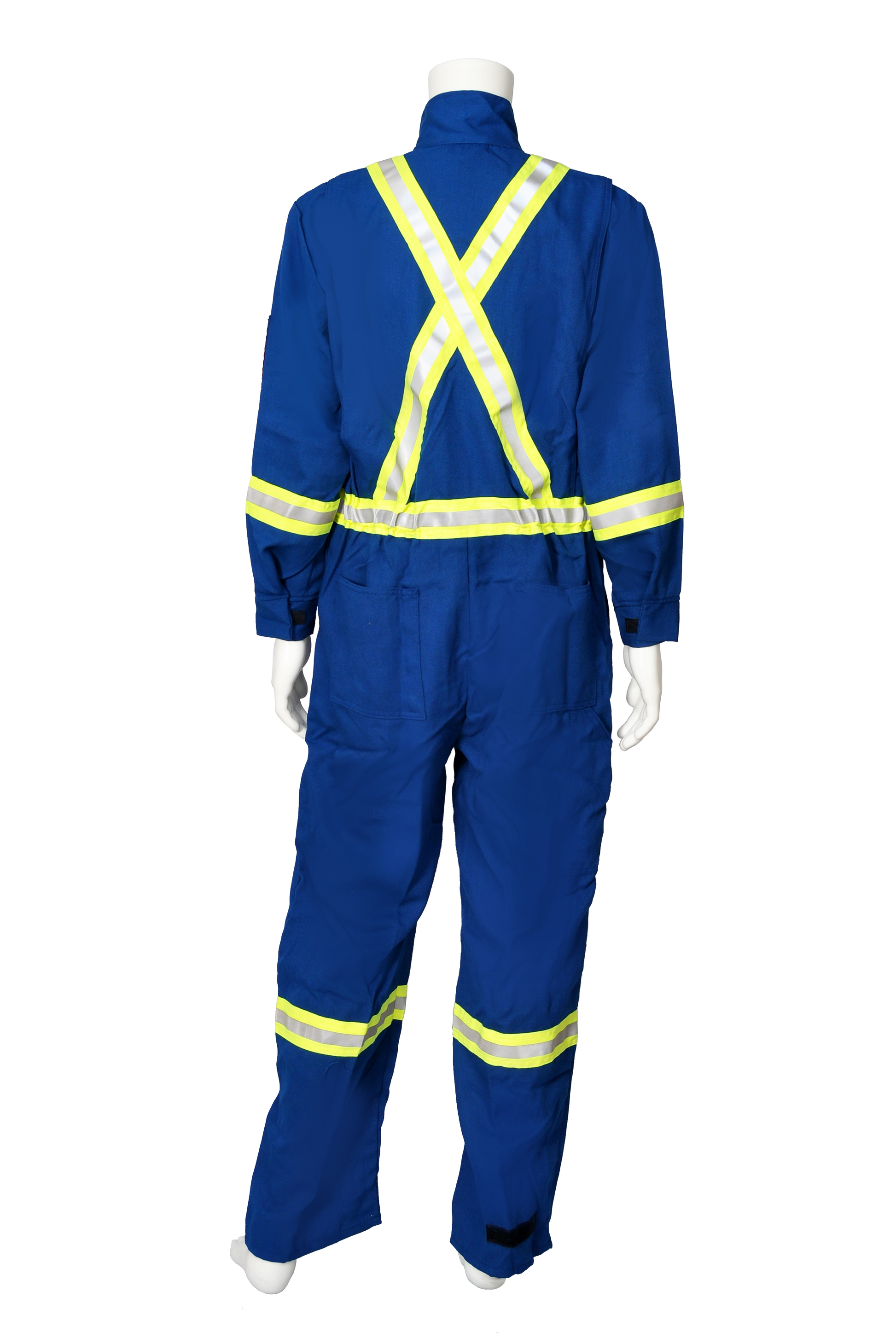 Blue safety coveralls FR back view