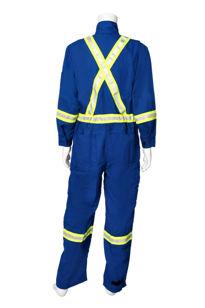 Blue safety coveralls FR back view