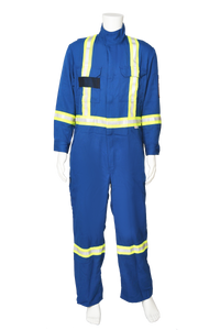Blue safety coveralls FR front view