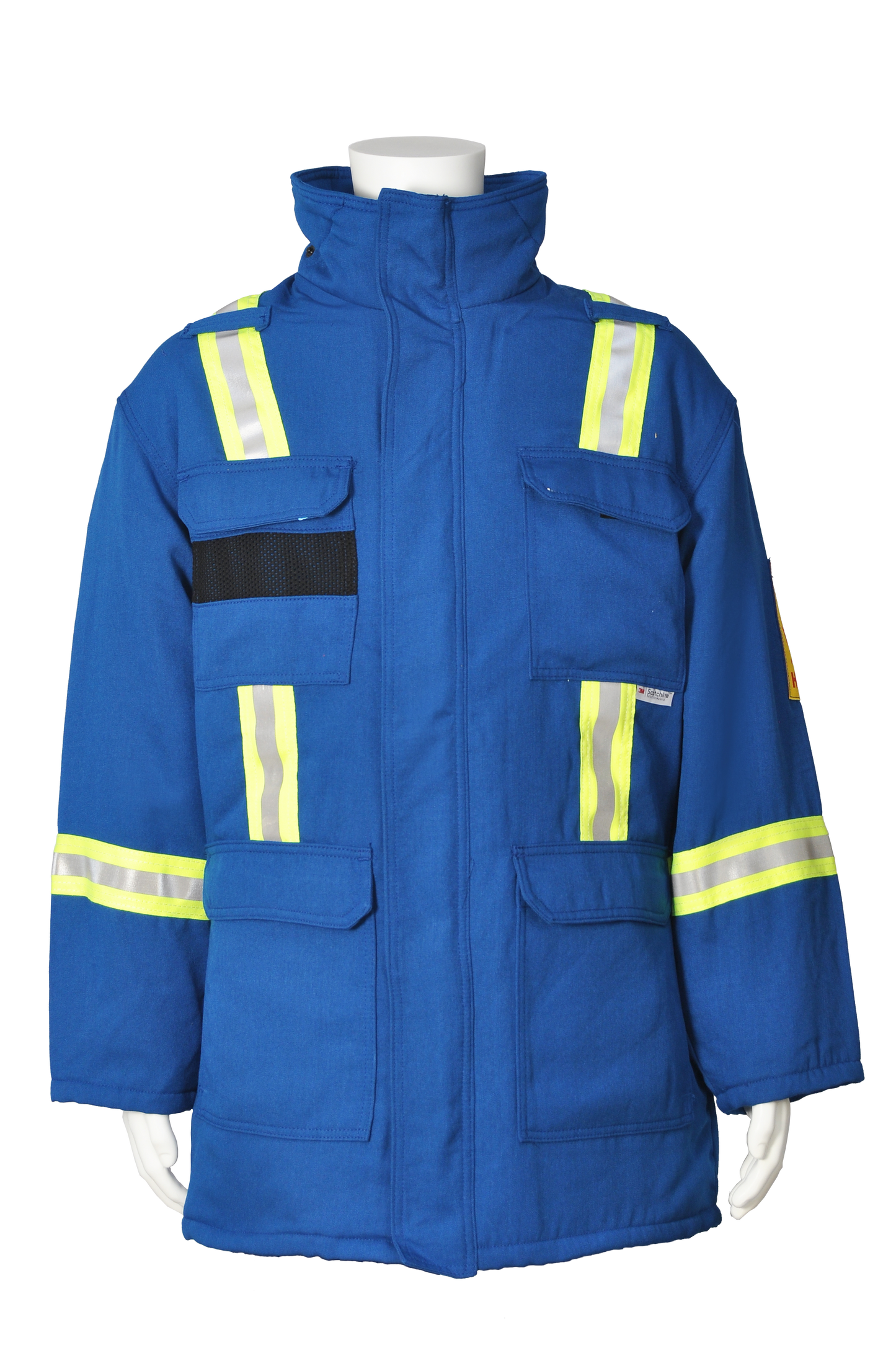 Blue Fire resistant safety striped insulated parka