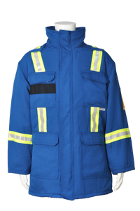 Blue Fire resistant safety striped insulated parka