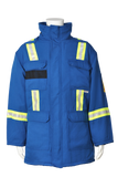 Blue Fire resistant safety striped insulated parka