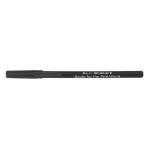 Classic black plastic pen with cap and logo