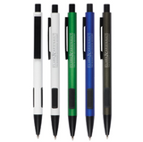 Five aluminum pens with engraved logos