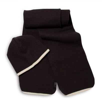 Knit Scarf & Beanie Set with Striped Edge