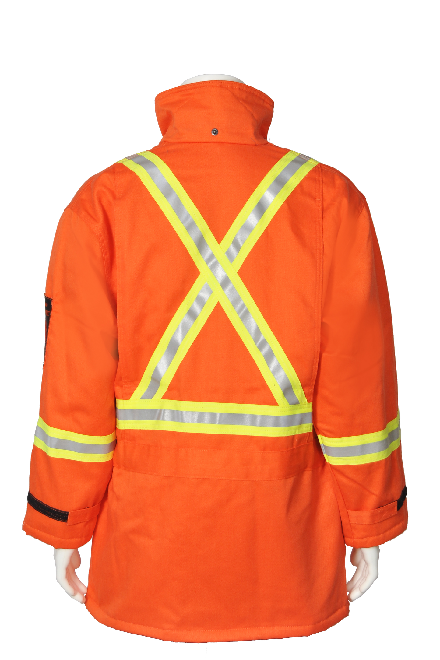 High visibility FR CSA striped insulated parka back view