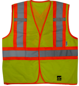 High visibility green safety vest