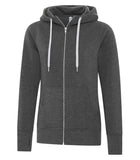 Ladies Zip Up Charcoal Heather Grey Hoodie