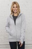 Ladies Zip Up Athletic Grey Hoodie on model