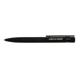 Matte black premium metal pen with engraved logo and black clip