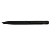 Matte black premium metal pen with black clip top view