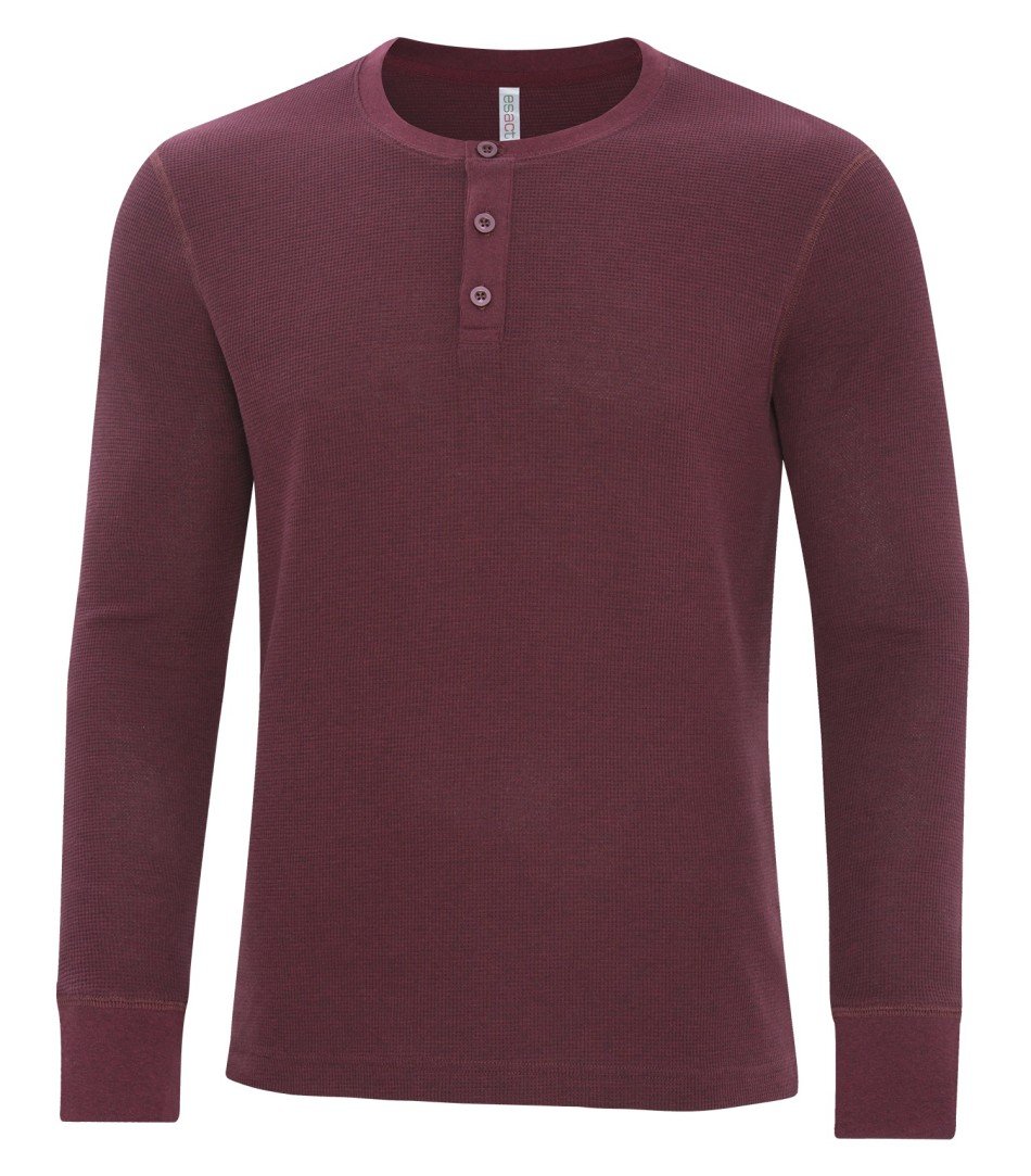 Mens long sleeve henley cardinal red heather