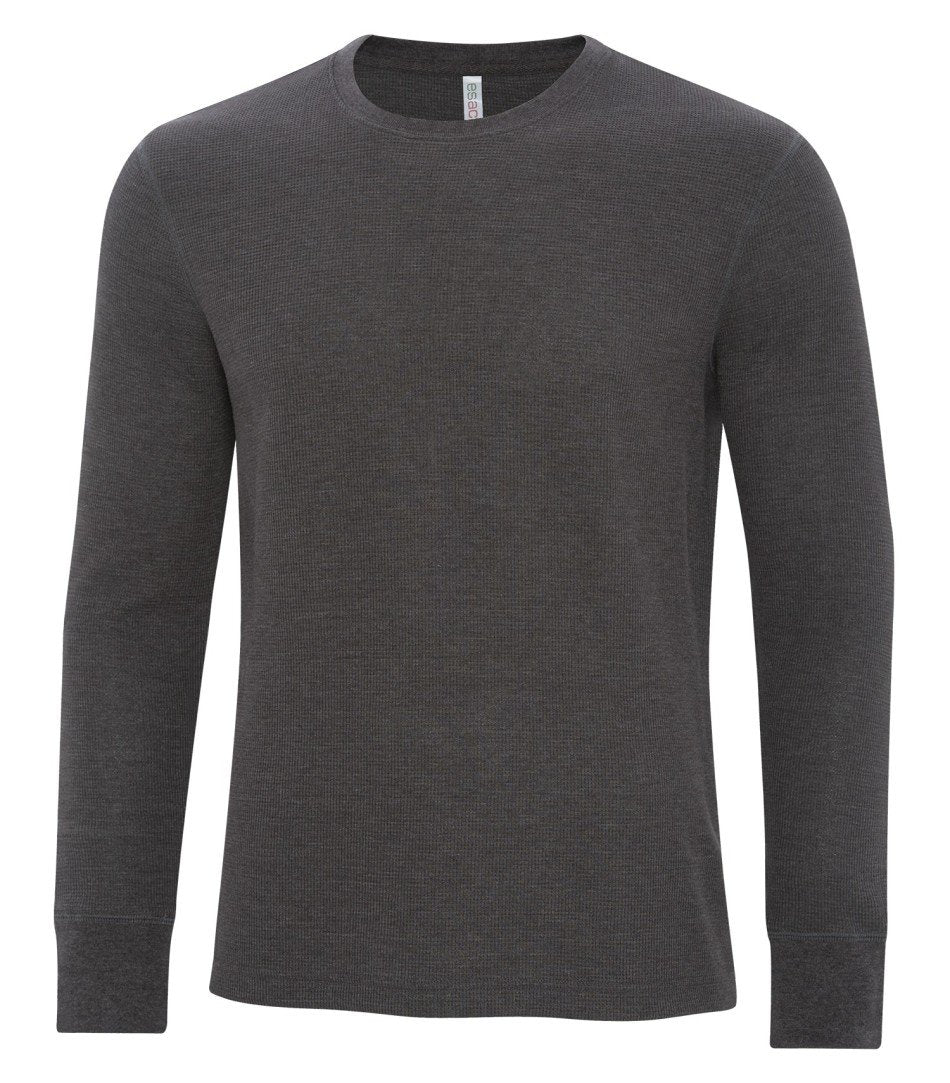 Mens waffle knit long sleeve charcoal grey
