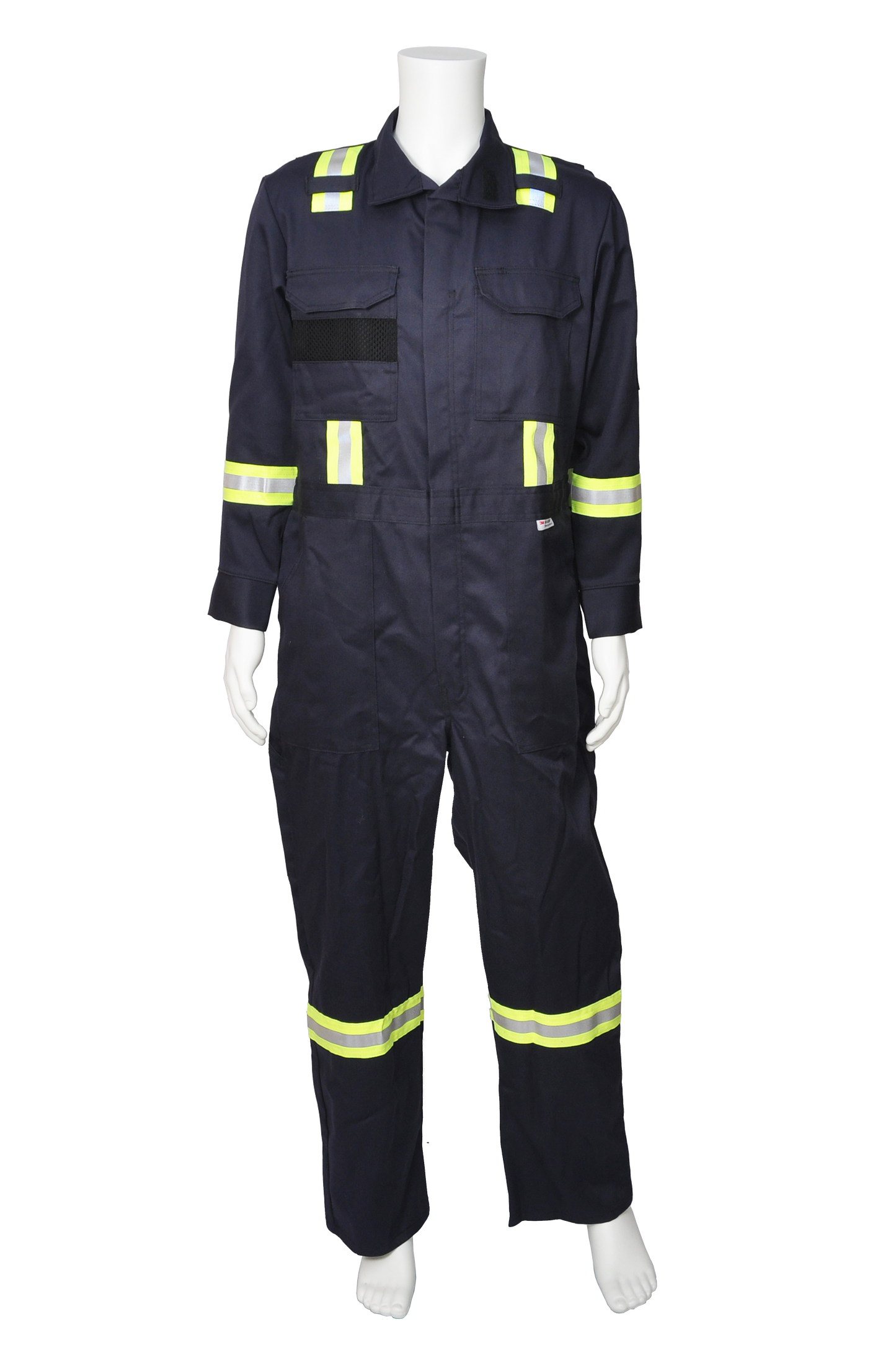 Navy FR coverall with safety striping