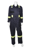Navy FR coverall with safety striping