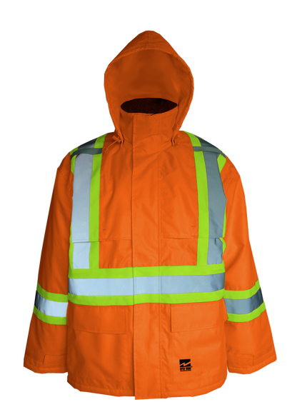 High visibility orange insulated jacket
