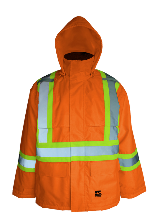 High visibility orange insulated jacket