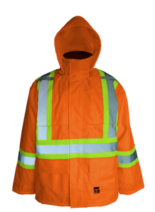 High visibility orange insulated jacket