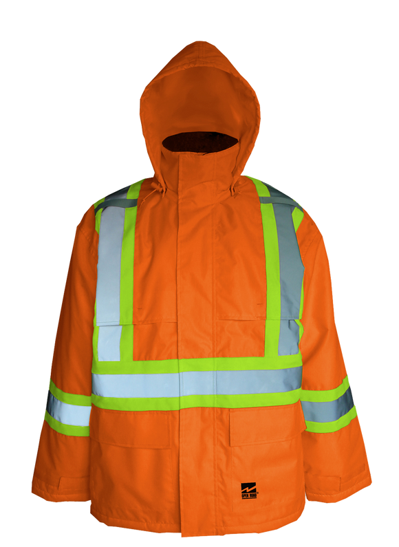 High visibility orange insulated jacket