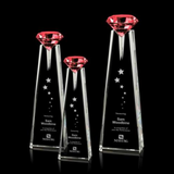 Red Optical Crystal Award with Diamond Top