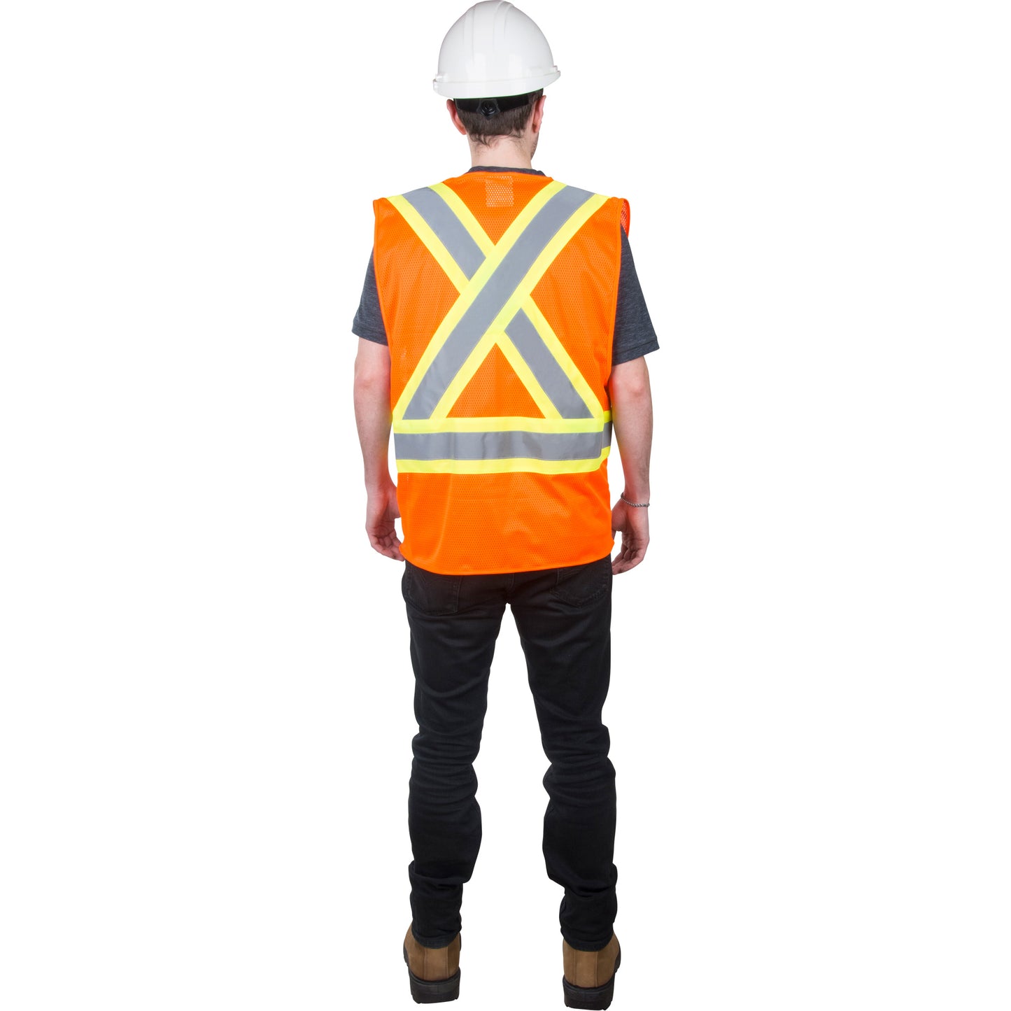 Traffic Safety Vest, High Visibility Orange, Medium, Polyester, CSA Z96 Class 2 - Level 2