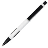 White aluminum pen with black accents top view