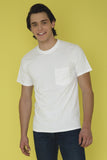 pocket tee white on male model